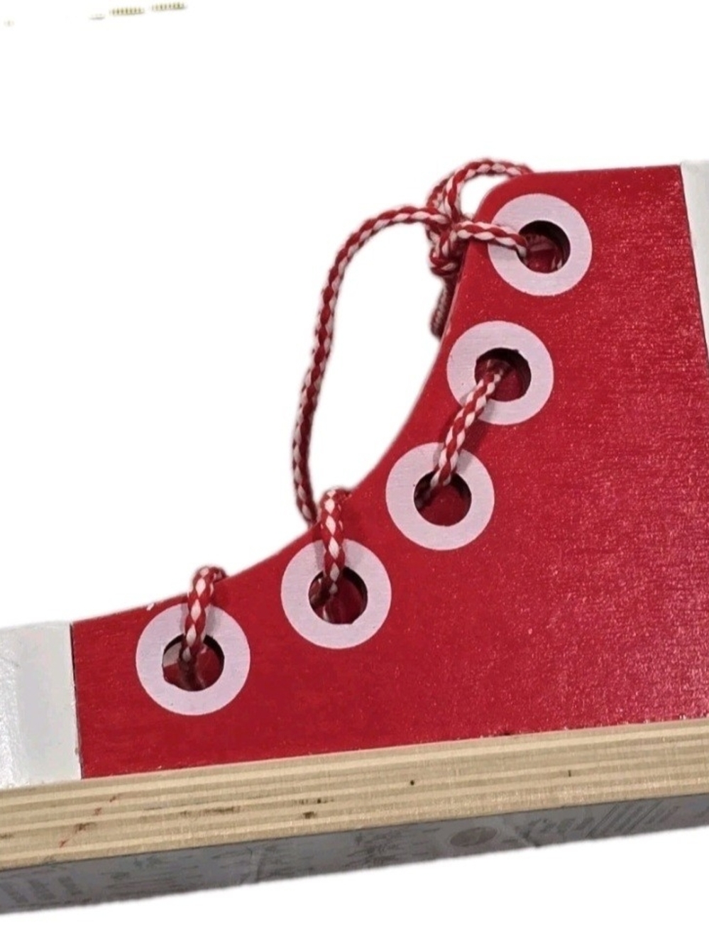 Melissa & Doug Wooden Lacing Shoe Red Toy